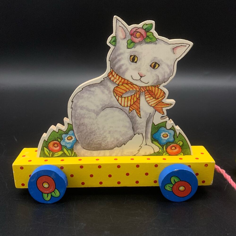 Vintage ME Mary Engelbreit Decorative Cat Pull Toy Colorful Collectible
